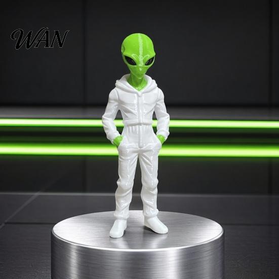 Green Alien Figurine Wearing Hoodie Statue, 3D Printed Figurine, Collectible E-sports Desk Ornament Sculpture, Sci-Fi Desktop Decoration Gift