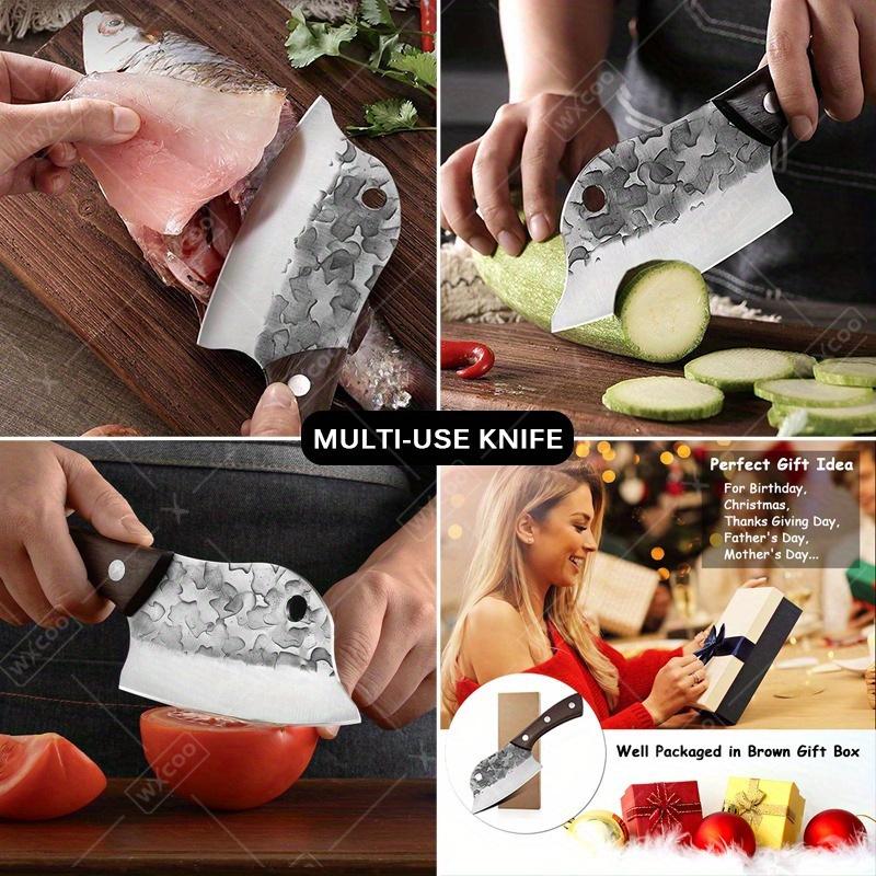 Cooking Knife Kitchen Knife Handmade Forged Chef Butcher Knife Stainless Steel Meat Cleaver Vegetable Fruit Knife