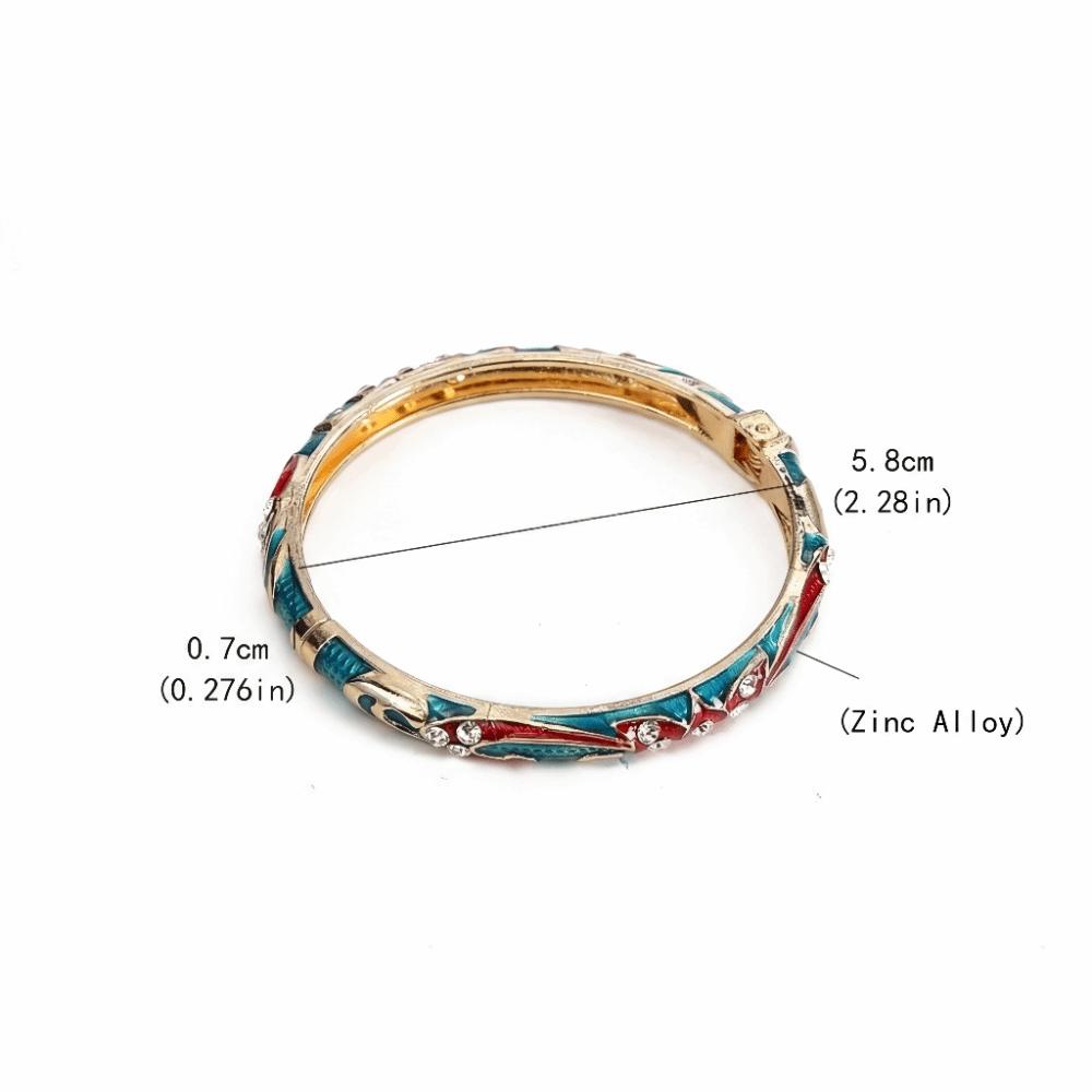 Eleganter Cloisonné Offener Armreif Zink Zink Zinklegierung Retro Hof Blumiger Armreif Vintage Emaille Armband Mode