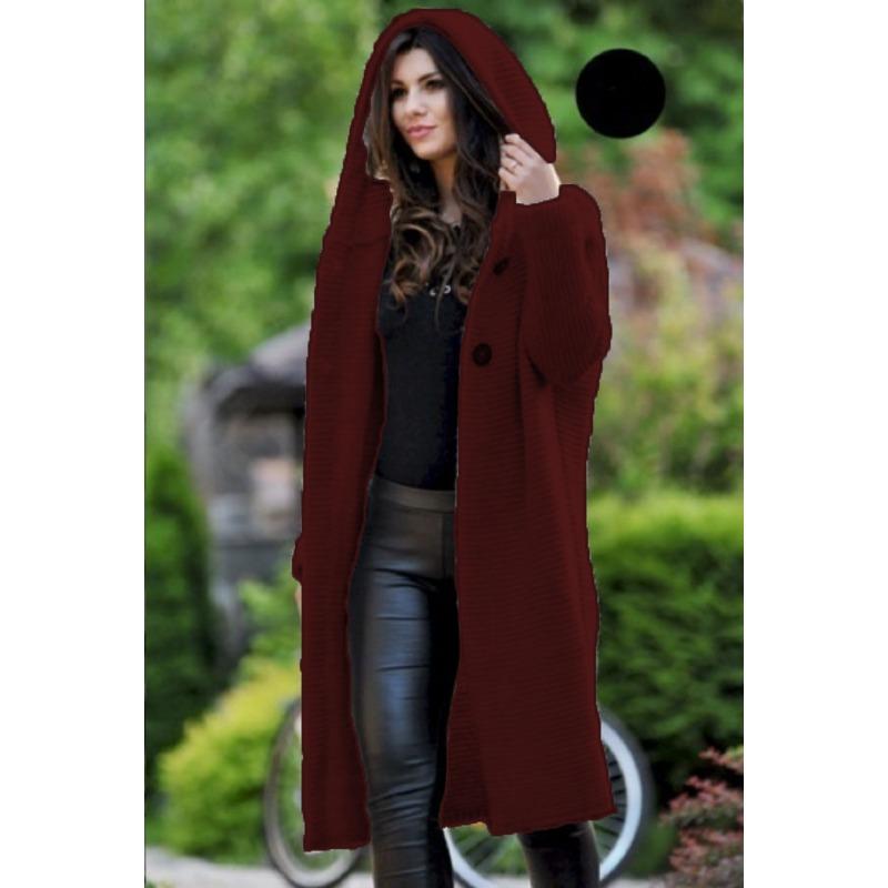 Neuer Damen-Cardigan mit Kapuze für Herbst und Winter, langärmliger Pullover, warm, große Größe, Pendler-Temperament, lange Damenbekleidung