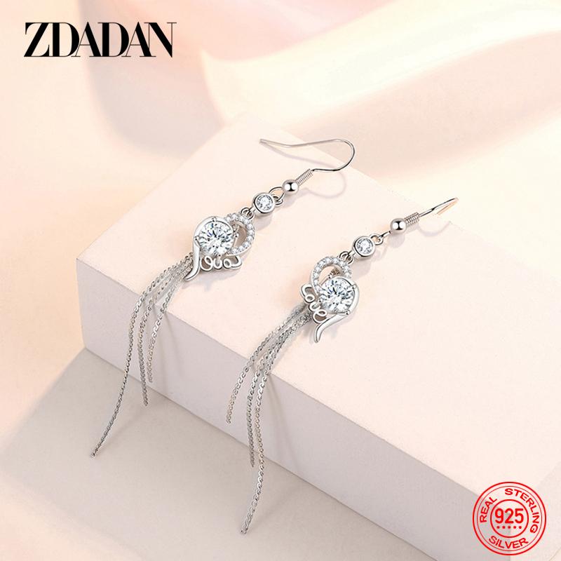 925 Sterling Silver Double Heart CZ Earrings For Women Charm Jewelry Gift