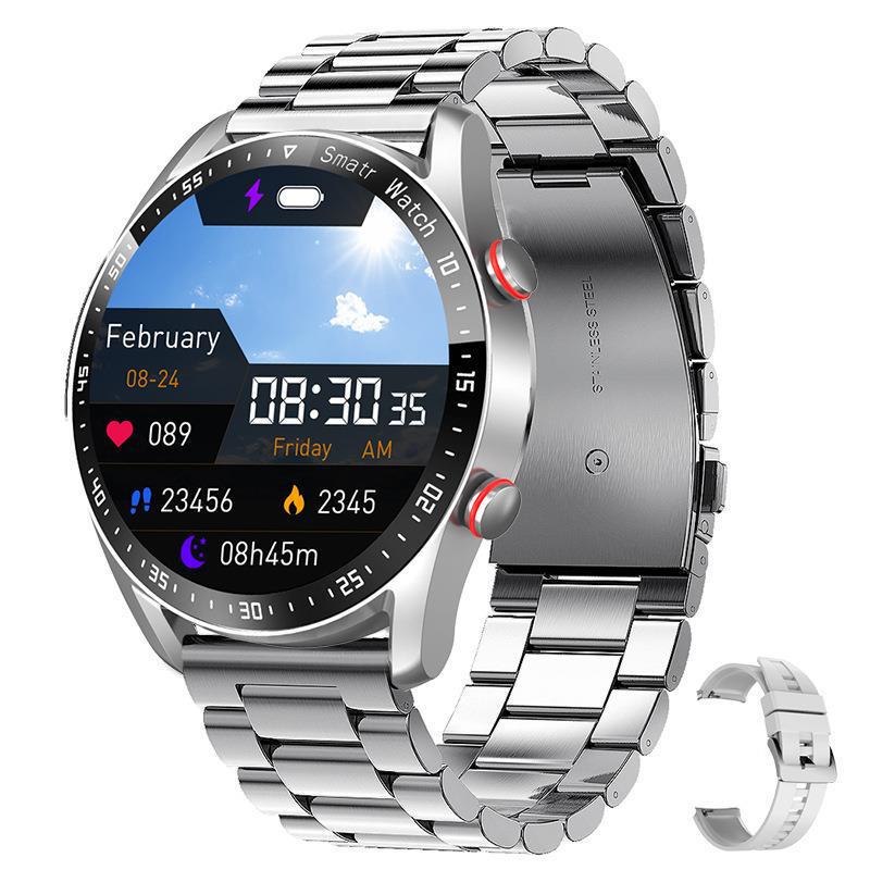 HW20 Waterproof Bluetooth Smart Watch with ECG+PPG, Stainless Steel Strap, Business Edition.