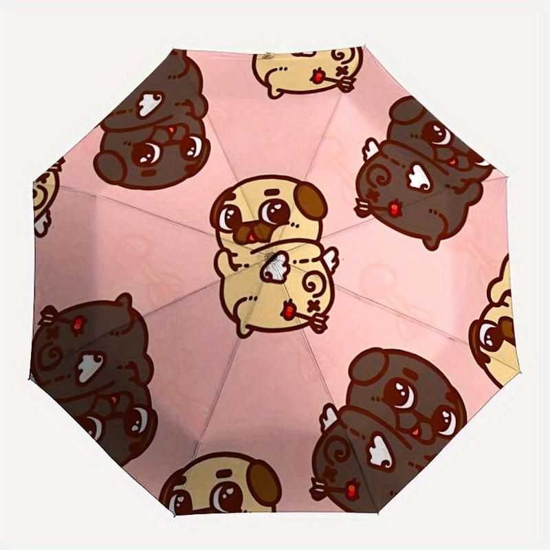 

1pc Pug Pattern Automatic Folding Umbrella, Portable & Foldable Design with 8 Ribs, Casual Outdoor Accessory yy250805057