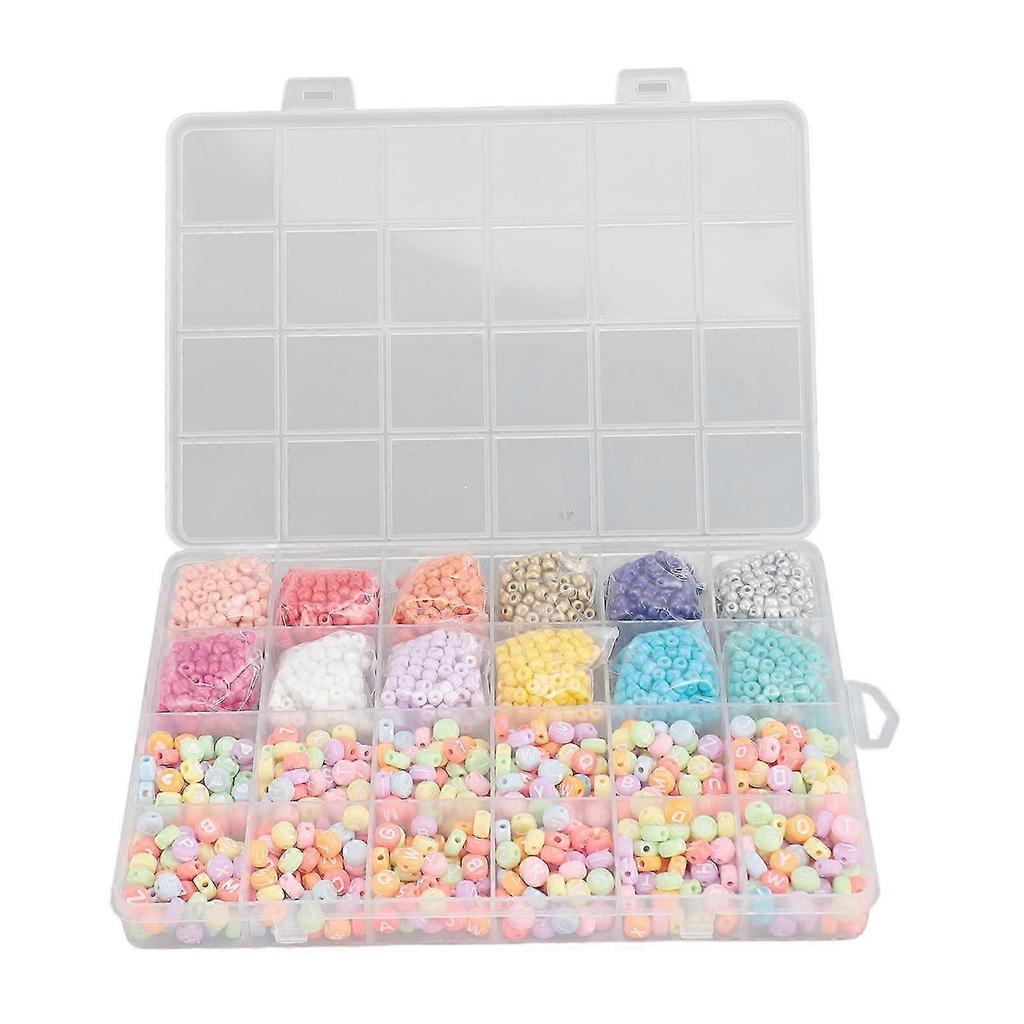 DIY Bracelets Making Beads Kit 2100pcs 4mm Beads 600pcs Letter Beads Set Fadeless Acrylic Beads Kit for Necklaces Earrings