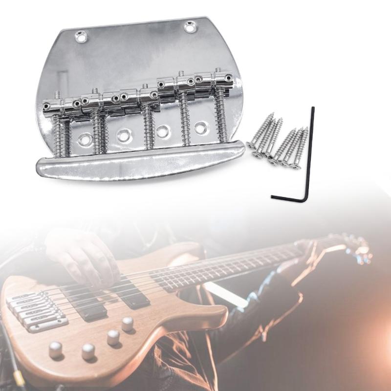 Professional 5 Strings Bass Guitar Bridge Metal Bass Electric Guitar Bridge Guitar Parts Accessories Chrome with Screws