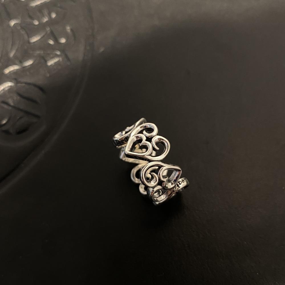 Graffiti Retro Love Niche Design Hollow Personality Punk Hip Hop Cold Trendy Cool Female Index Finger Ring