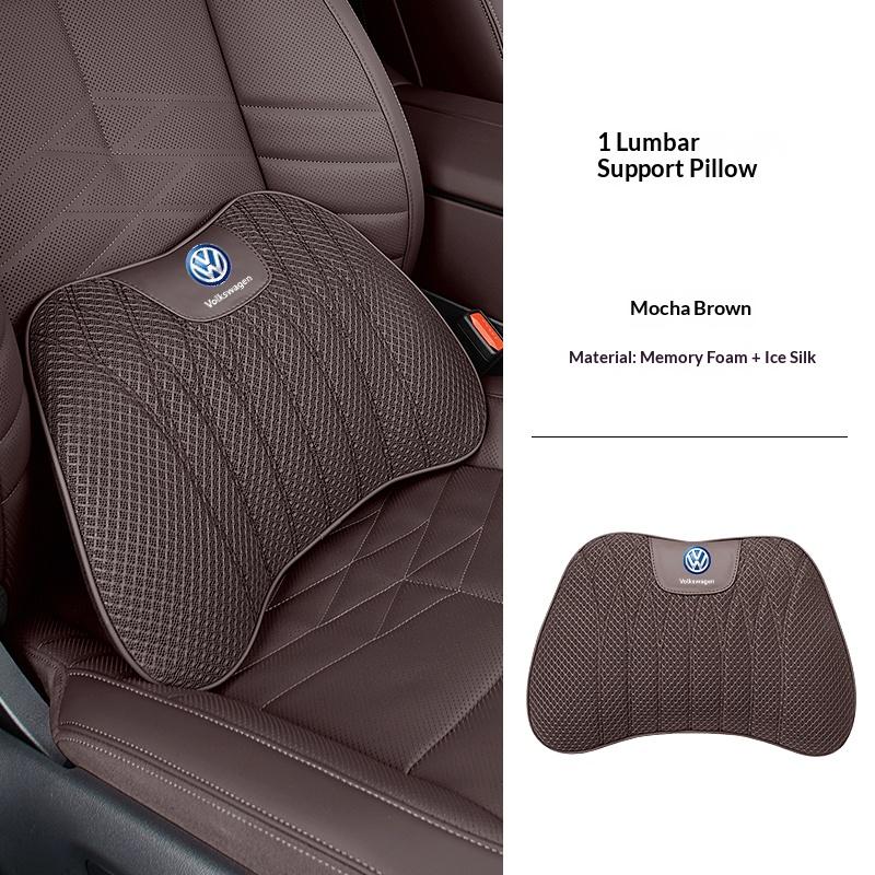 Volkswagen leather headrest ice silk breathable fabric for VW Golf 8 id3 T-roc Passat B8 GTI neck pillow cushion seat cushion