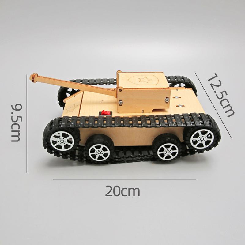 DIY Wooden 3D Puzzle Tank Model Science Kit Assembly Toys Rc Tank Physics Electronic School Project Scientific Experiment Toys