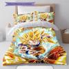 Ropa de cama con estampado de Son Goku, Juego de colcha, Funda de colcha, Funda de almohada, Regalo de cumpleaños para el hogar (1 * funda nórdica + 2 * fundas de almohada, sin núcleo)