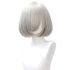 Smooth Full Bob Wig, 35cm Long, with Diagonal Bangs, Lolita Wig, 23 Colors Available, Short, Cosplay, Original Set (Silver)