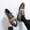 Italian Design Men Dress Shoes Leather Monk Buckle Strap Pointed Toe Men Shoes Classic Versatile Comfy Business Shoes