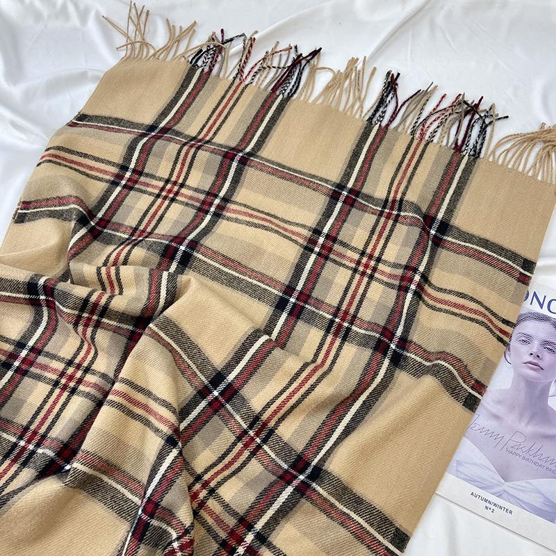 Unisex Warm Plaid Scarf – Yarn-Dyed, Windproof, and Cozy Imitation Cashmere Shawl for Autumn and Winter