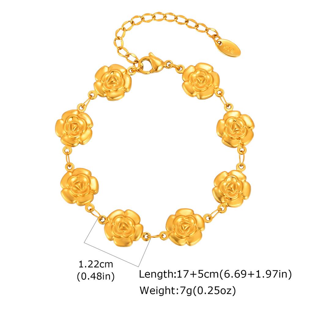 Wind Stainless Steel Four-Leaf Clover Five-Pointed Star Butterfly Rose Chain Bracelet Necklace Female Br-2537