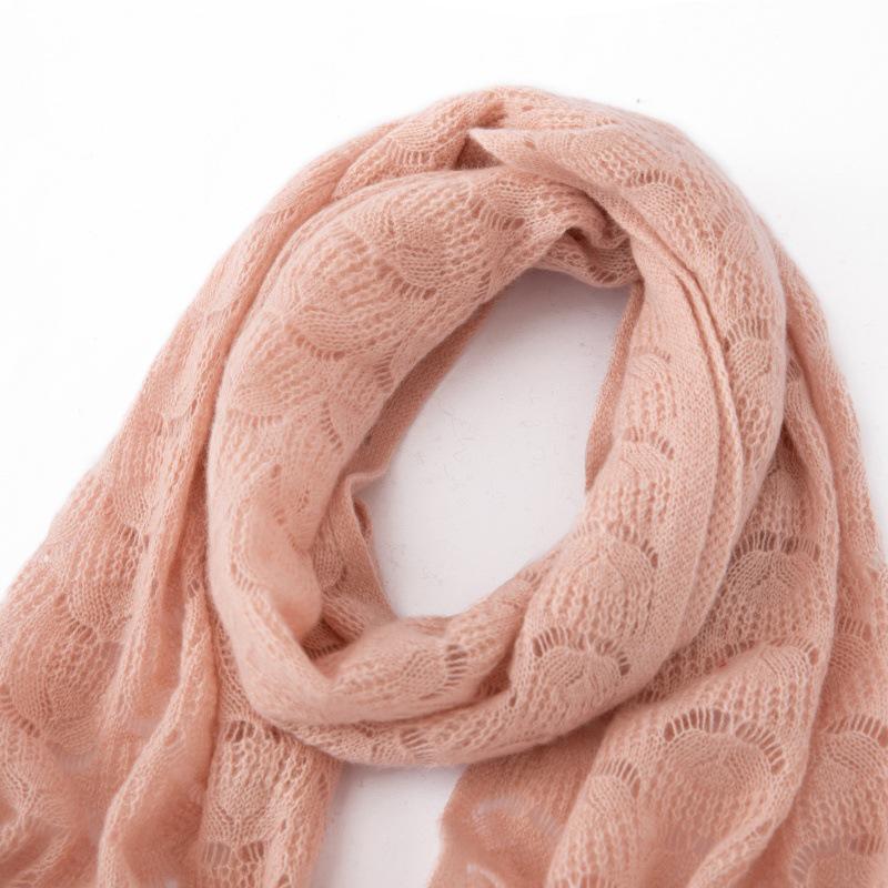 Women's Cashmere Hollow Crochet Knit Scarf - Warm & Versatile for Autumn/Winter
