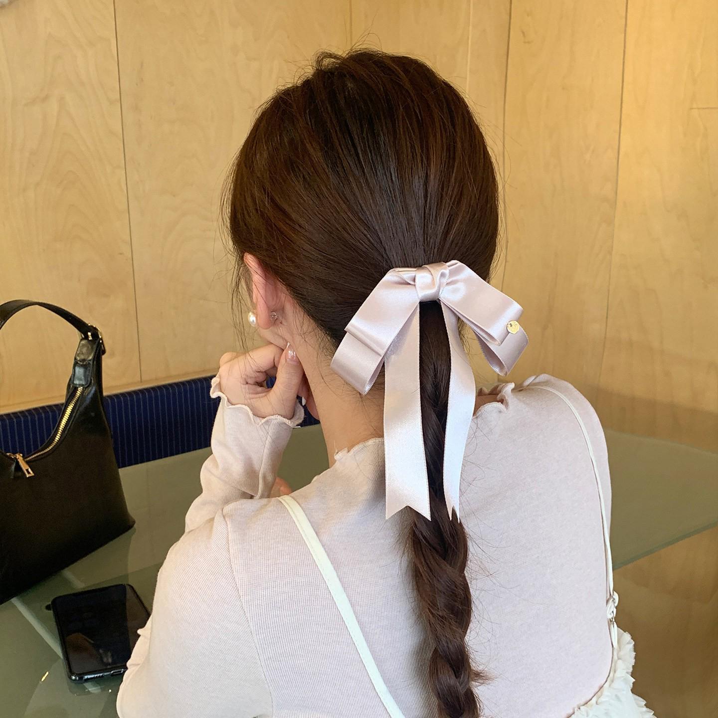 Luxury Satin Double Bow Hair Clip for Women - Ballet Style Half-Up Hair Accessory