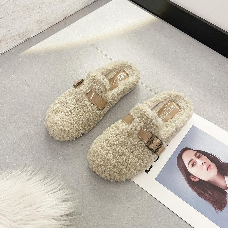 

Тапочки женские 2024 года, новые модные повседневные туфли Mao Mao drag fairy wind one pedal gentle Doudou shoes tide 40