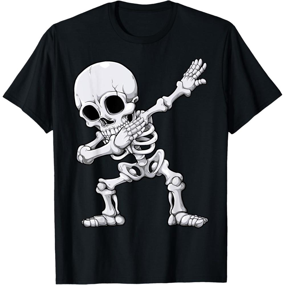 Halloween Boys Men Dabbing Skeleton Skull Rib Cage Dab Dance Cotton Men T Shirt 4XL