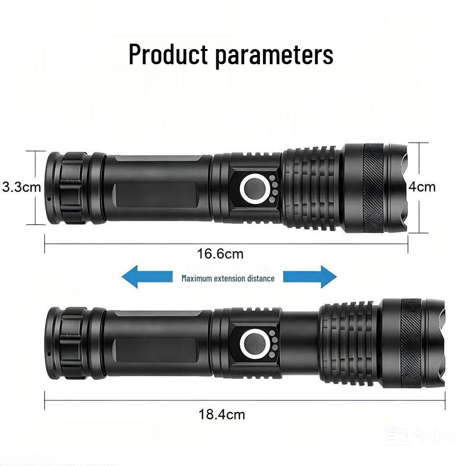 High Brightness P50 Telescopic Zoom Multi-functional Outdoor Emergency Flashlight