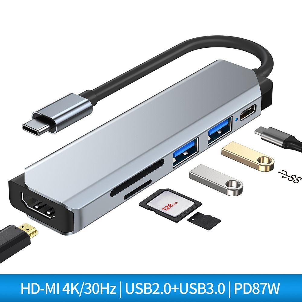 

6 в 1 USB 3.0 PD зарядный разветвитель Type-C 4K HDMI USB C HUB Док-станция