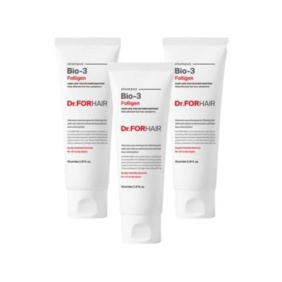 Dr.FORHAIR Folligen Bio-3 Shampoo 70ml × 3 – Gentle Scalp Care, Hair Thinning Care, pH Balanced Shampoo for Sensitive Scalp