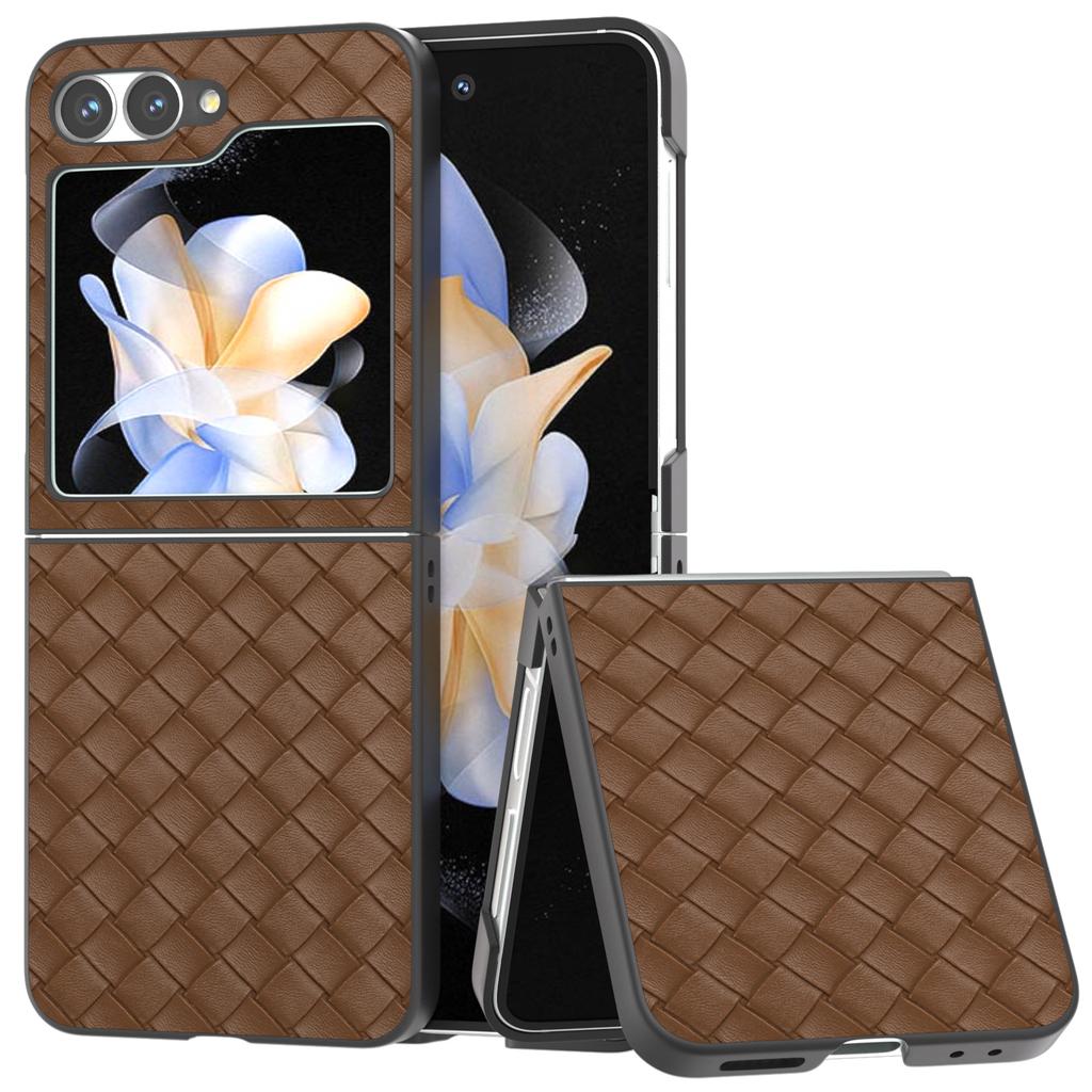 Für Samsung Galaxy Z Flip6 5G Hülle Gewebte Textur Leder+PC Schutzhülle