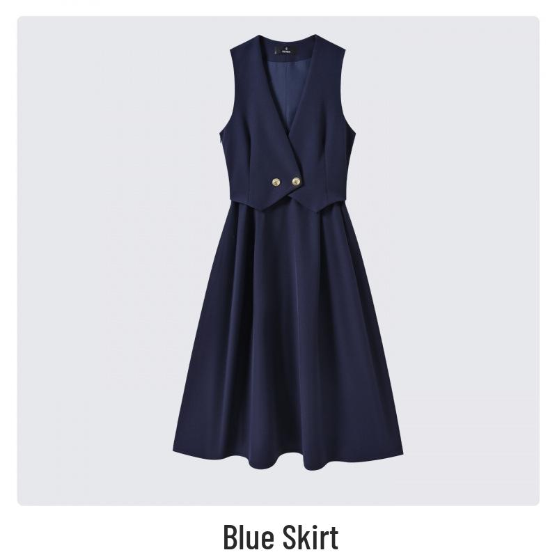 Age-Defying Preppy Vest Dress Set for Female College Students - Ideal for Exams & Interviews, Includes Shirt and Vest Dress