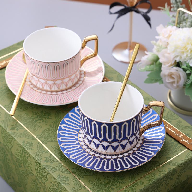 Light Luxury Coffee Cup And Saucer Set, Wedding Gift, Ceramic Bone China High-End Exquisite Latte Cup, Afternoon Tea Coffee Cup