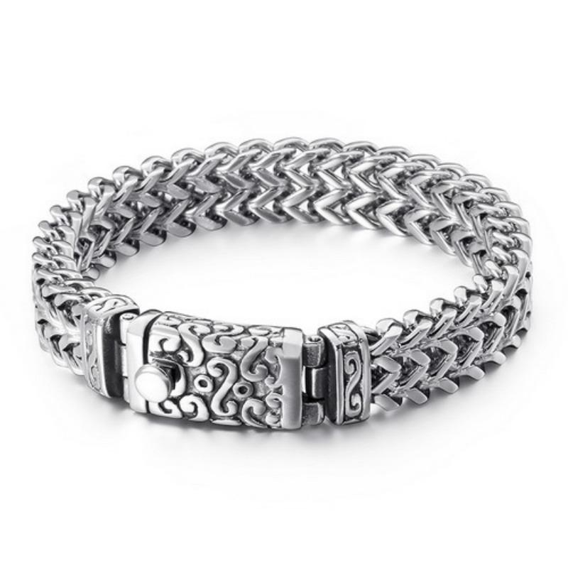 European and American Personalized Titanium Steel Keel Chain Bracelet, Punk Style Men's Diamond-encrusted Skull Bracelet