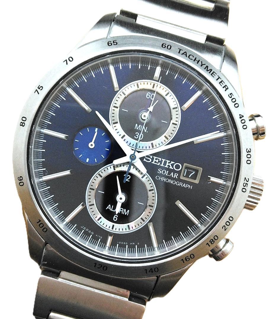 

[USED] Used Seiko solar chronograph watch with outer box (130055)