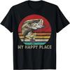 My Happy Place Is Bass Fishing Gifts for Fisherman Dads T-Shirt