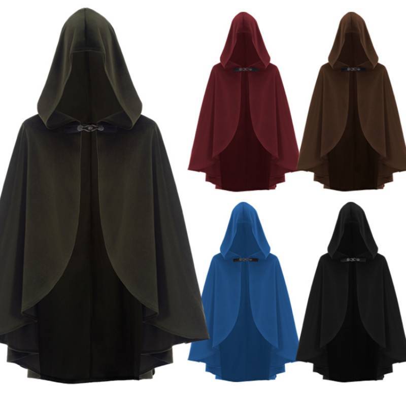 Medieval Cloak Cosplay Costume With Solid Color Design For Halloween And Conventions