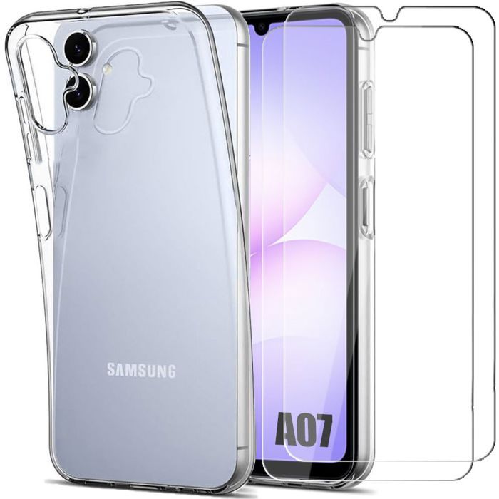 Coque de Protection - BOOLING - pour Samsung Galaxy A07 - Silicone Transparent - Anti-Rayures - 2 Vitres