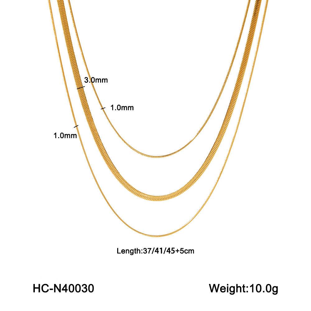 45/2000 Women's Multi-layer Titanium Steel Necklace, Fashionable Commuter Versatile Stainless Steel Snake Chain Blade Chain