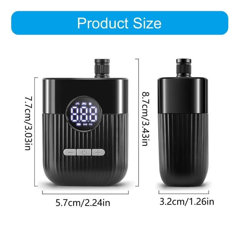 Compacts Rechargeable Air Pumps for Bicycles 150PSI Capacity Light Weight Plastic Construction Travel Cycling Essential