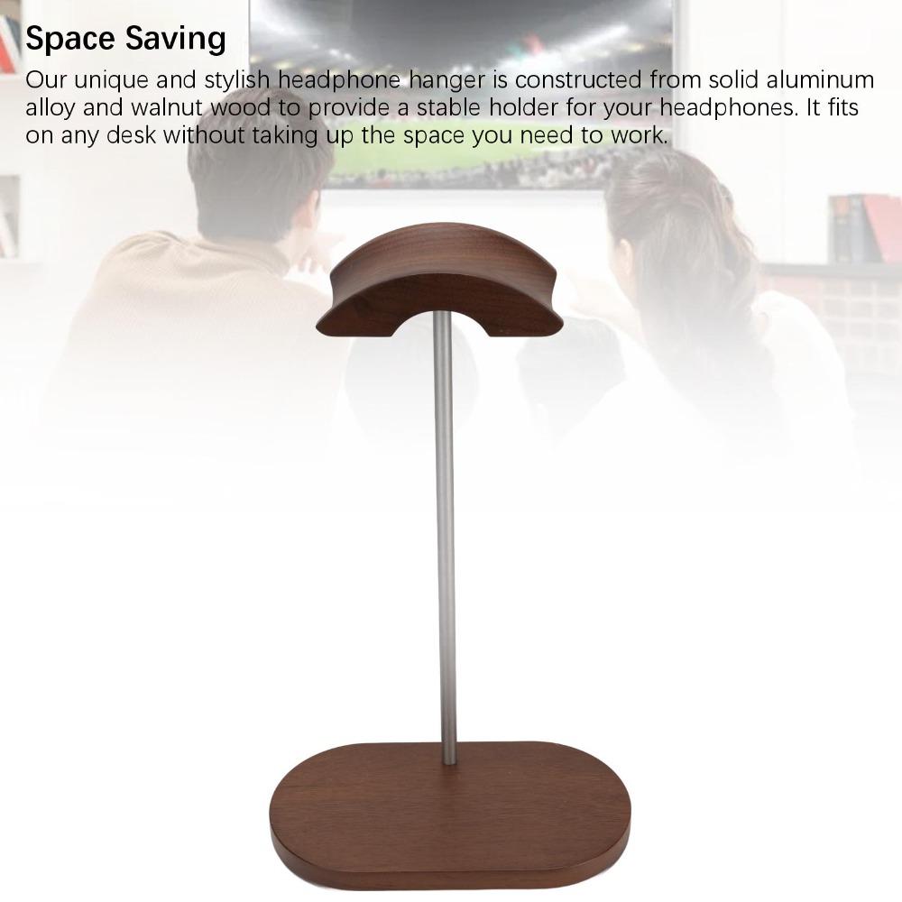 With Aluminum Alloy Supporting Bar Wood Base Walnut Headphone Stand Audio Accessory Holder