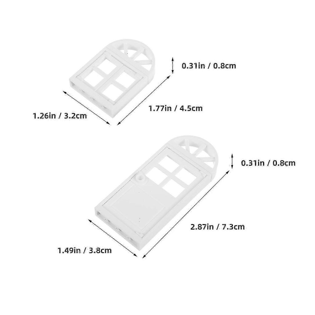 Miniature Dollhouse Building Model Plastic Window and Door Accessories 8Pcs