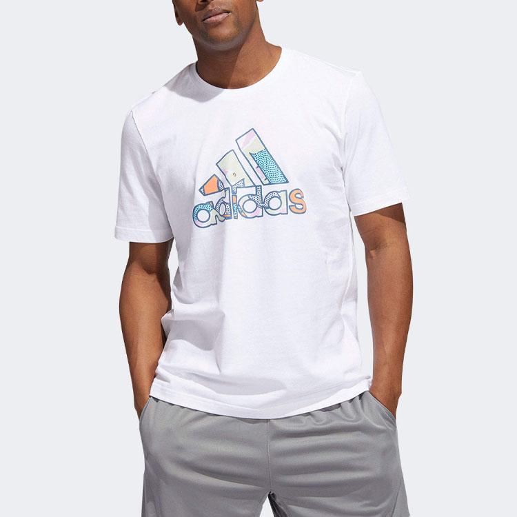 Adidas Badge Of Sport Logo Print Crew Neck Vintage T-Shirt Men Tops White HS4332