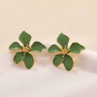 1111 European and American Popular Oil Dripping Flower Earrings Atmospheric High-end Temperament Simple Earrings Earrings