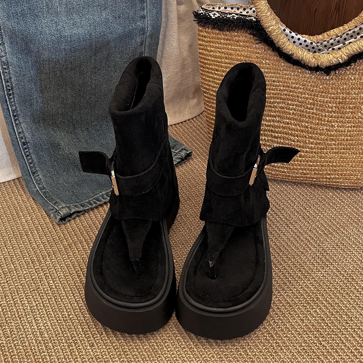

Popular high-end retro platform sandals women s 2025 new summer with skirts to increase the height of casual toes and cool boots 39 чорний