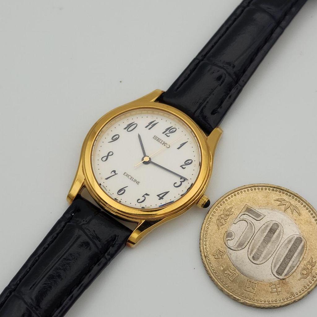 [USED] Working Seiko Exceline SGP30 with battery and crocodile leather strap
