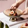 Transparent Glass Fruit Plate Tall Feet Glass Bowl Snack Tray Dessert Plates Fruit Salad Bowl Home Decorative Bowls Dinner Plate