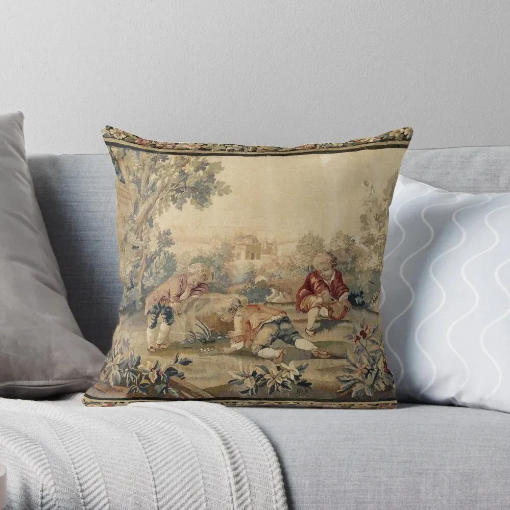 ОборсонСтаринный французский гобеленовый принт Декоративная подушка Чехлы для диванов Чехлы на диван Подушки Для детейСветло-зеленый, 30x30cm