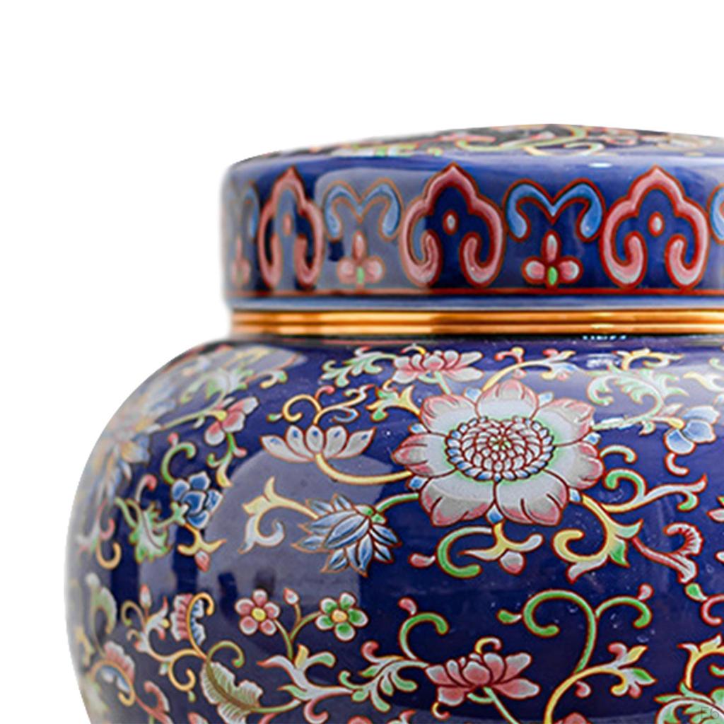 Kapaklı Seramik Zencefil Kavanoz Çiçek Vazo Dekoratif Ekran Sanat Aranjmanı Çay Kutusu