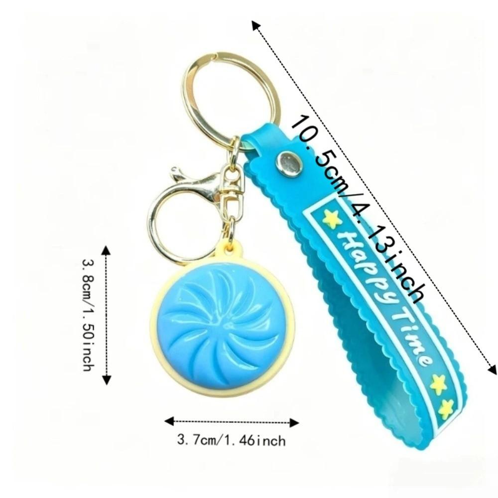 3D Flashing Baozi Key Ring LED Flashing Squeeze Toy Fidget Toy Steamed Bun Key Chain Car Keys