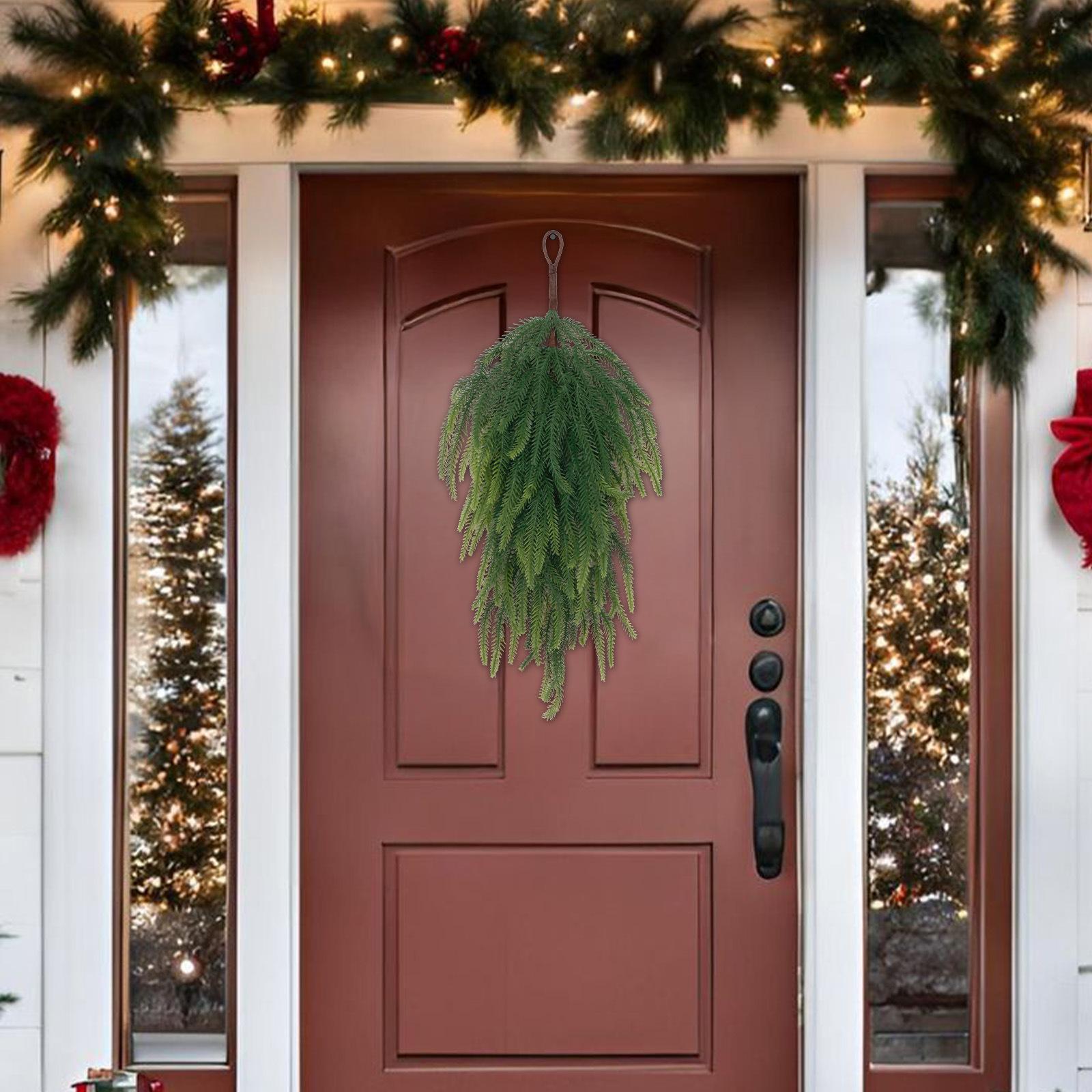 

Christmas Decorations - Artificial Norfolk Artificial Christmas Pine Greenery Pendant Wreath Living Room Front Door Decor Wreath One Size
