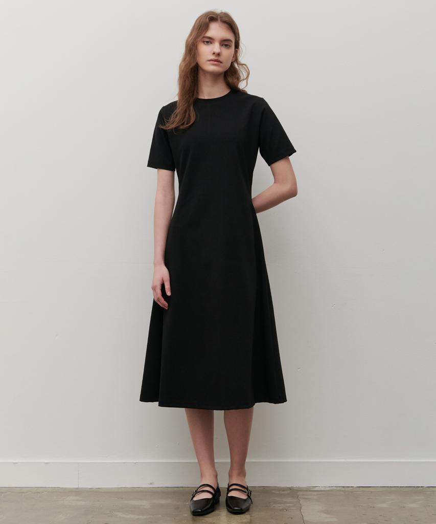 Kamino Short Sleeve A-Line Dress (Black)