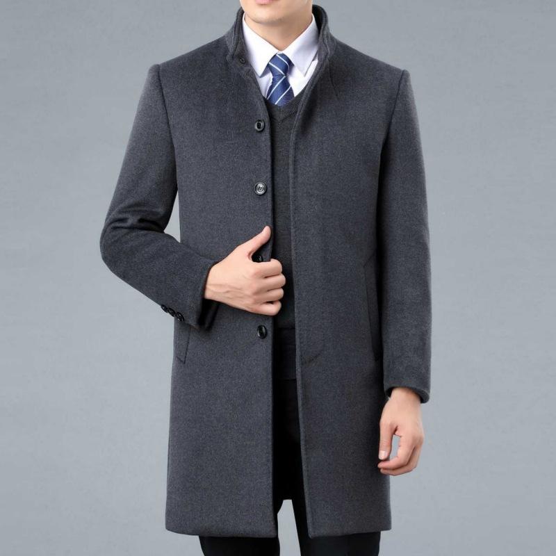 Woolen coat men's mid-length winter new style middle-aged men's wool coat autumn and winter daddy cashmere thick windbreaker