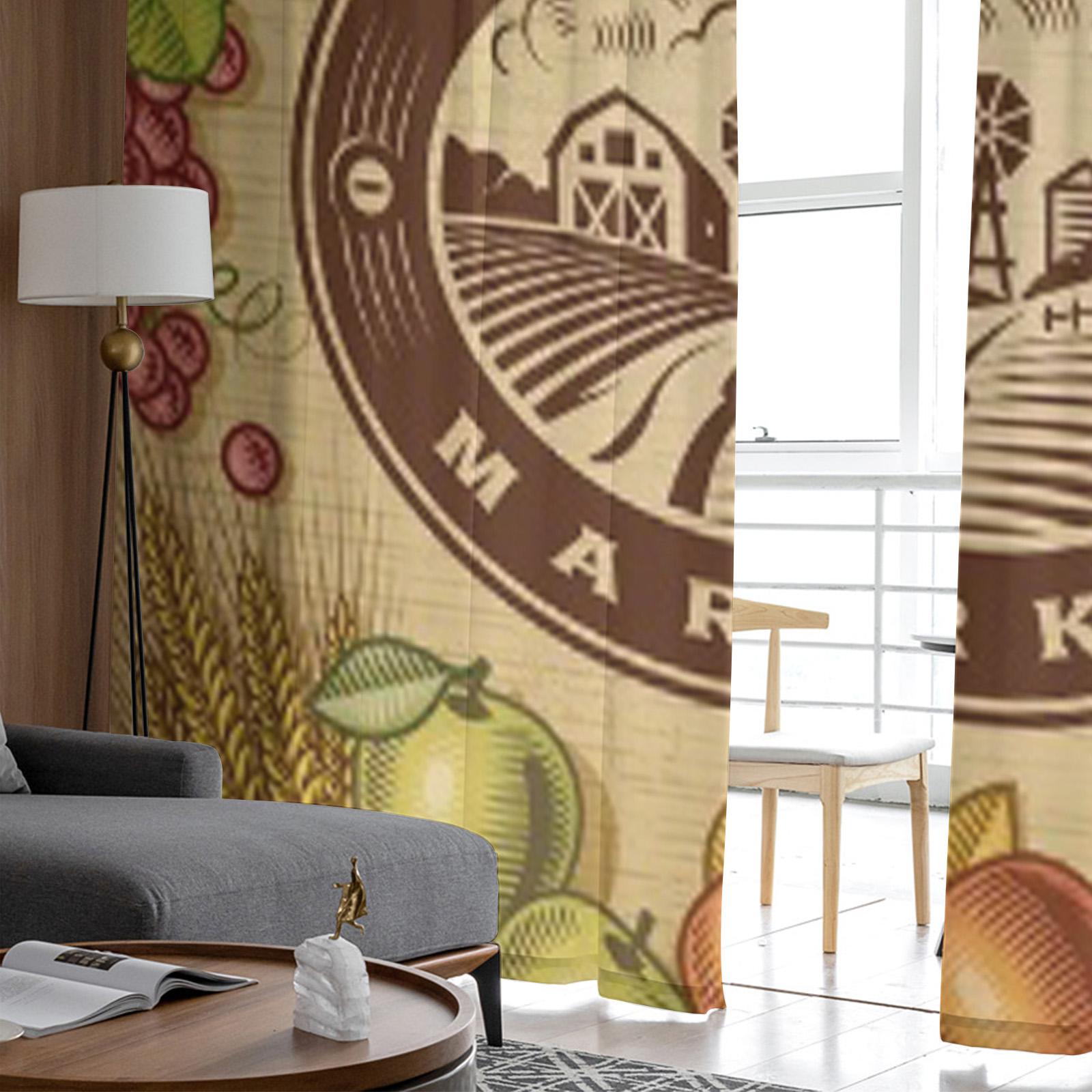 Винтажная этикетка фермерского рынка Прозрачные тюлевые шторы для гостиной Прозрачная — фото 4