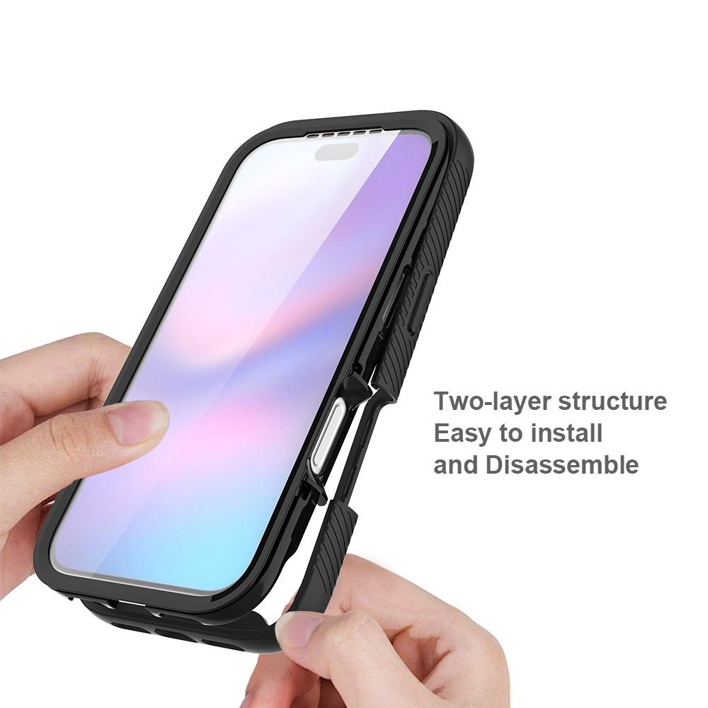 Clear Case for iPhone 17 Pro PC+TPU Phone Back Cover with PET Screen Film