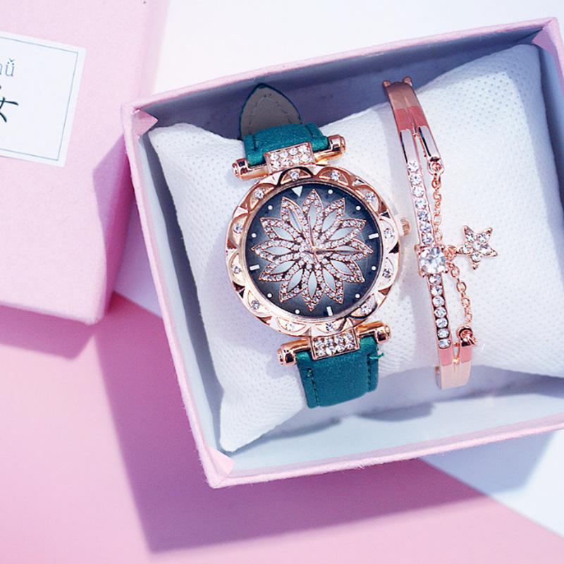 Elegant Roman Numeral Rhinestone Ladies Square Watch & Gift Set